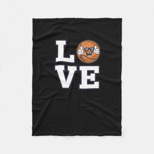 Couverture Polaire Love Basketball Design Avec Cool Emoji Et (Devant)