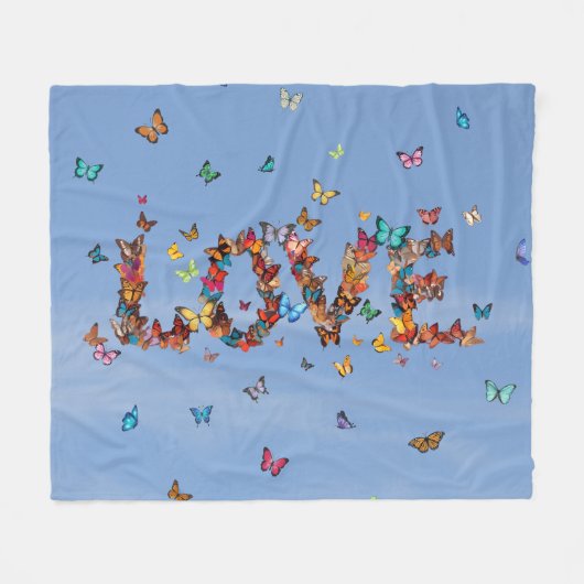 Couverture Polaire LOVE Blue Sky Butterflies | Inspirational Hope Joy (Devant (Horizontal))