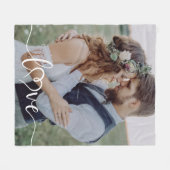 Couverture Polaire Love Calligraphy Heart Photo (Devant (Horizontal))