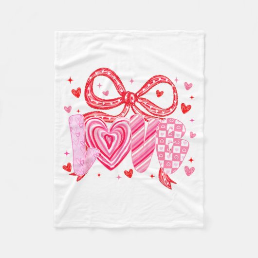 Couverture Polaire Love Coquette Bow Leopard Hearts Valentine Women G (Devant)