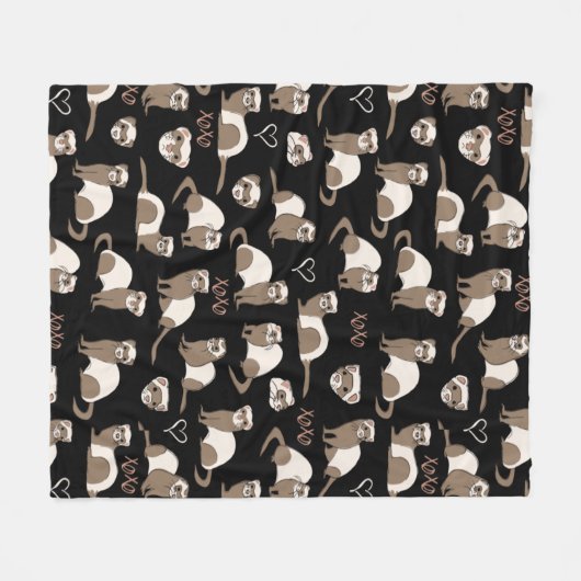 Couverture Polaire Love Ferrets - Noir (Devant (Horizontal))