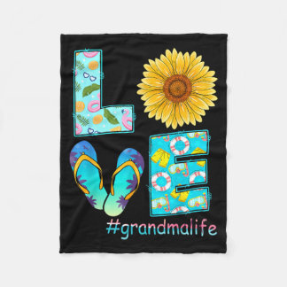 Couverture Polaire LOVE Grandma Life Flip Flops Hippie Sunflower