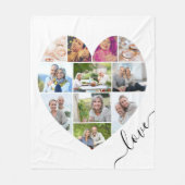 Couverture Polaire Love Heart Formé 11 Photo Collage Blanc (Devant)