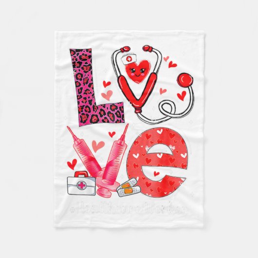Couverture Polaire Love Heart Stethoscope Healthcare Worker Funny Val (Devant)