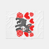 Couverture Polaire Love Heart Valentines Day Roses French Bulldog Bo  (Devant (Horizontal))