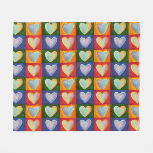 Couverture Polaire Love Hearts Inspirational Throw Fleece Blanches (Devant (Horizontal))