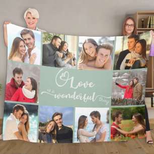 Couverture Polaire Love is a Wonderful Thing 10 Photo Collage Seafoam