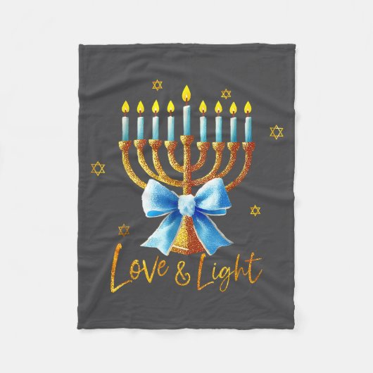 Couverture Polaire Love Menorah Chanukah Light Hanukkah Blue Coquette (Devant)