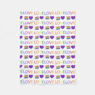 Couverture Polaire LOVE Rainbow Mariage Cake Purple Gay pride de coeu