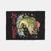 Couverture Polaire Love Retro Bites Fishing Fisherman Valentines Day  (Devant (Horizontal))
