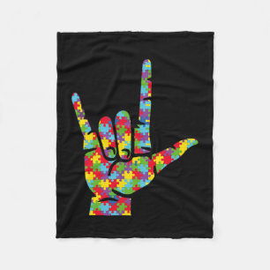 Couverture Polaire Love Sign Language Sensibilisation sur l'autisme m