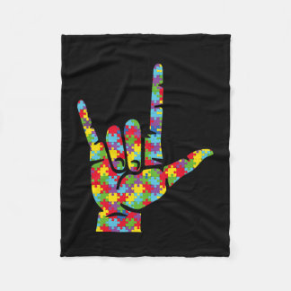 Couverture Polaire Love Sign Language Sensibilisation sur l'autisme m