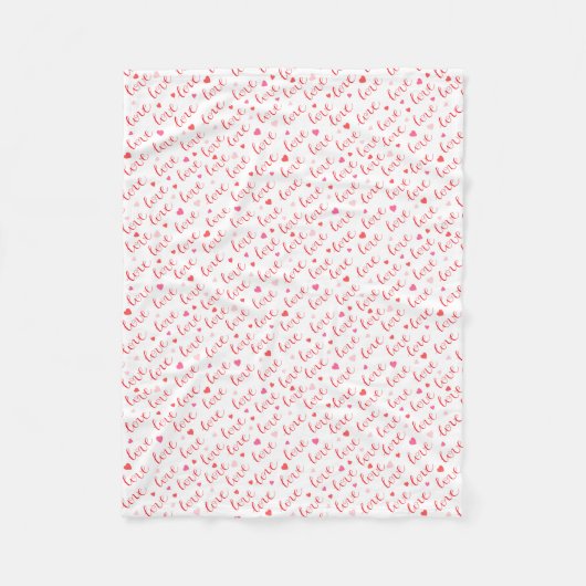 Couverture Polaire Love Valentine Pink Red Hearts (Devant)