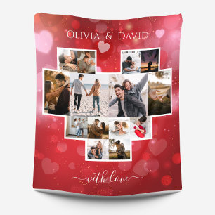 Couverture Polaire Love Valentine's Day Photo Collage Rouge