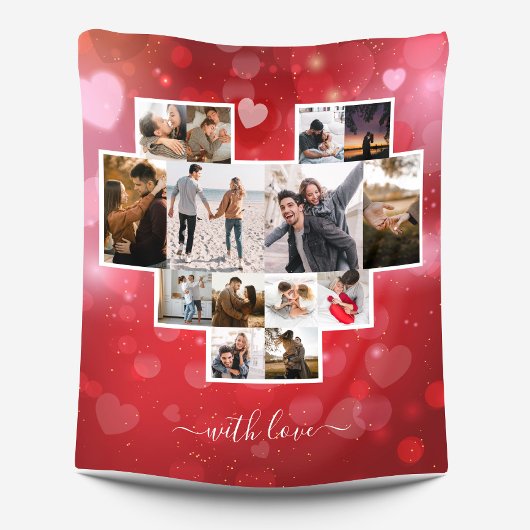 Couverture Polaire Love Valentine's Day Photo Collage Rouge