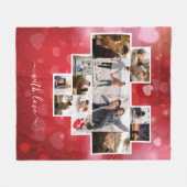 Couverture Polaire Love Valentine's Day Photo Collage Rouge (Devant (Horizontal))