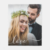 Couverture Polaire Love White Script Photo Overlay Mariage (Devant)