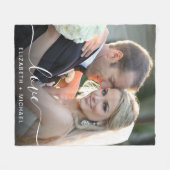 Couverture Polaire Love White Script Photo Overlay Mariage (Devant (Horizontal))