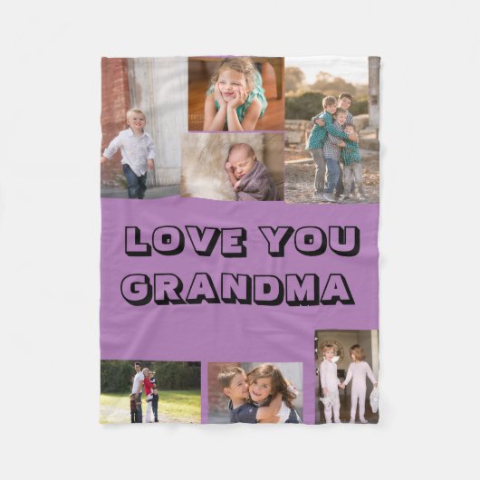 Couverture Polaire Love You 7 Photo Custom Purple (Devant)