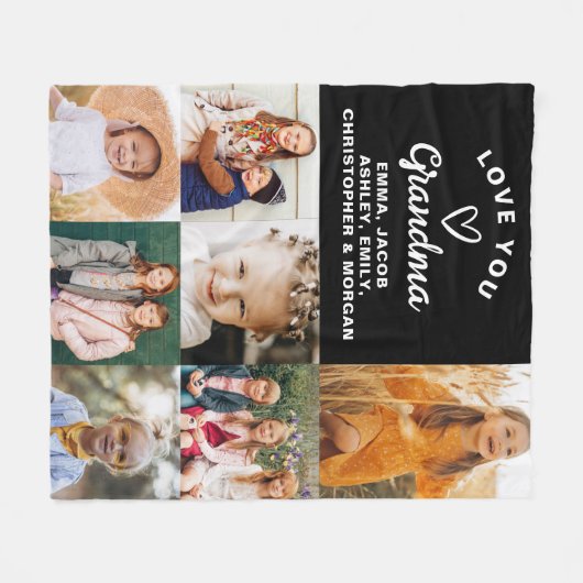 Couverture Polaire Love You Grand-mère 7 Photo Black (Devant (Horizontal))