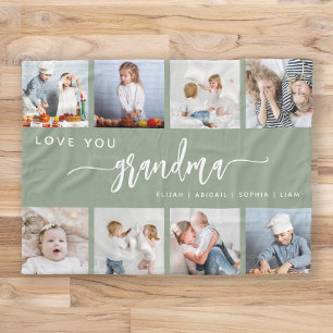 Couverture Polaire Love You Grandma 8 Photo Collage Vert Sauge