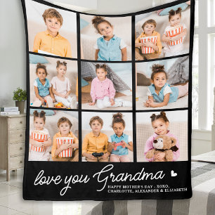 Couverture Polaire Love You Grandma Custom Modern 9 Photo Collage