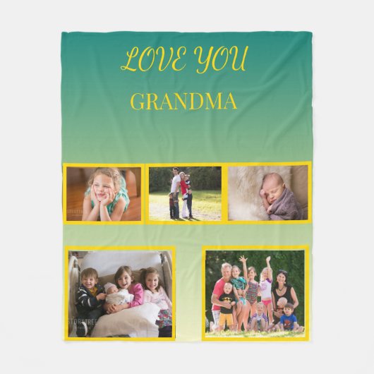 Couverture Polaire Love You Grandma Photo Collage and Gold Script (Devant)