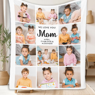 Couverture Polaire Love You MOM Custom Mother's Day 11 Photo Collage
