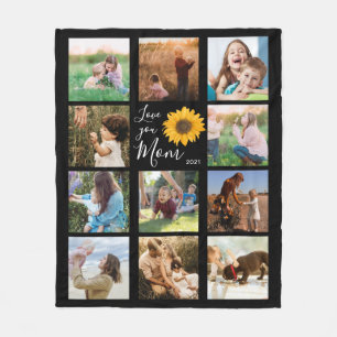 Couverture Polaire Love You Mom Family Photo Collage Tournesol