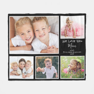 Couverture Polaire Love You Mom Photo Collage noir
