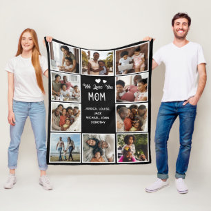 Couverture Polaire Love You Mom Photo Collage noir
