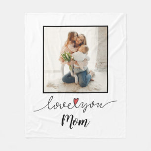 Couverture Polaire Love You Mom Photo Fête des mères