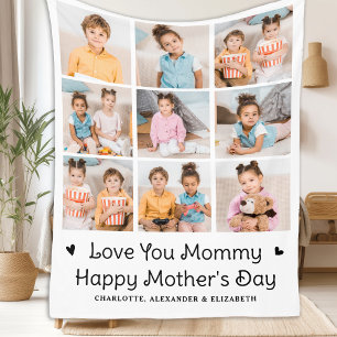 Couverture Polaire Love You MOMMY Custom 9 Photo Collage Fête des mèr