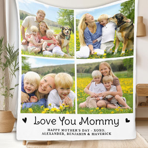 Couverture Polaire Love You MOMMY Custom Mother's Day 4 Photo Collage