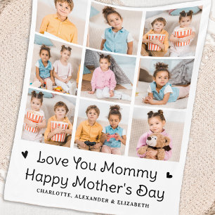 Couverture Polaire Love You MOMMY Custom Mother's Day 9 Photo Collage