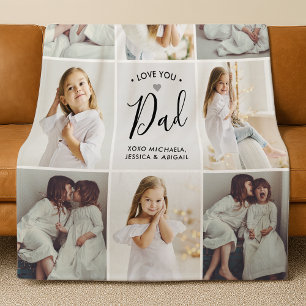 Couverture Polaire Love You Papa 8-Photos Personnalisé Manuscrit