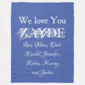Couverture Polaire Love You Zayde Grandpa Script Names Classic Blue (Devant)
