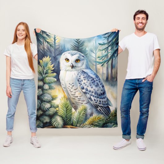 Couverture Polaire Lovely Snowy Owl (En situation)