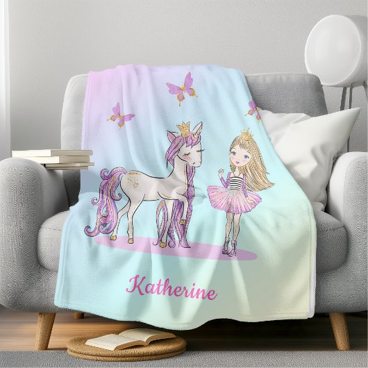 Couverture Polaire Lovely Unicorn Dreams Personnalisé