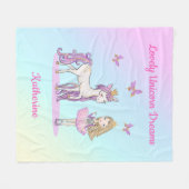 Couverture Polaire Lovely Unicorn Dreams Personnalisé (Devant (Horizontal))