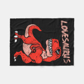 Couverture Polaire Lovesaurus Trex Dinosaur Heart Cute Valentines Day (Devant (Horizontal))