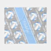 Couverture Polaire lt bleu gris J'aime volleyball texte motif (Devant (Horizontal))