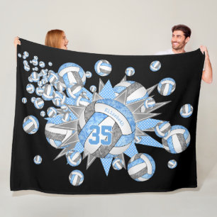 Couverture Polaire Lt blue gris sports étoiles filles salle de volley