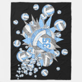 Couverture Polaire Lt blue gris sports étoiles filles salle de volley (Devant)