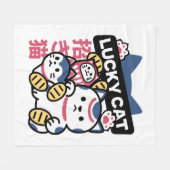 Couverture Polaire Lucky Cat Maneki Neko – Japanese Fortune Cat  (Devant (Horizontal))
