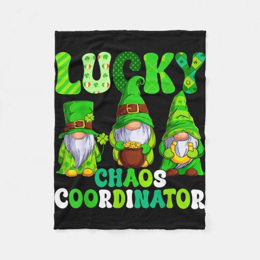Couverture Polaire Lucky chaos coordinator shamrock leopard gnomes (Devant)