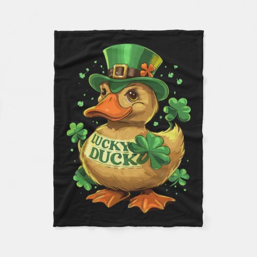 Couverture Polaire Lucky Duck Shamrock Funny Jour de la Saint Patrick (Devant)