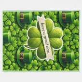 Couverture Polaire Lucky four leaf clover Saint Patrick's Day Patrick (Devant (Horizontal))