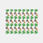 Couverture Polaire Lucky Green Shamrock Clover Rainbow Pot or (Devant (Horizontal))