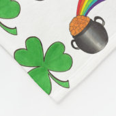 Couverture Polaire Lucky Green Shamrock Clover Rainbow Pot or (Coin)